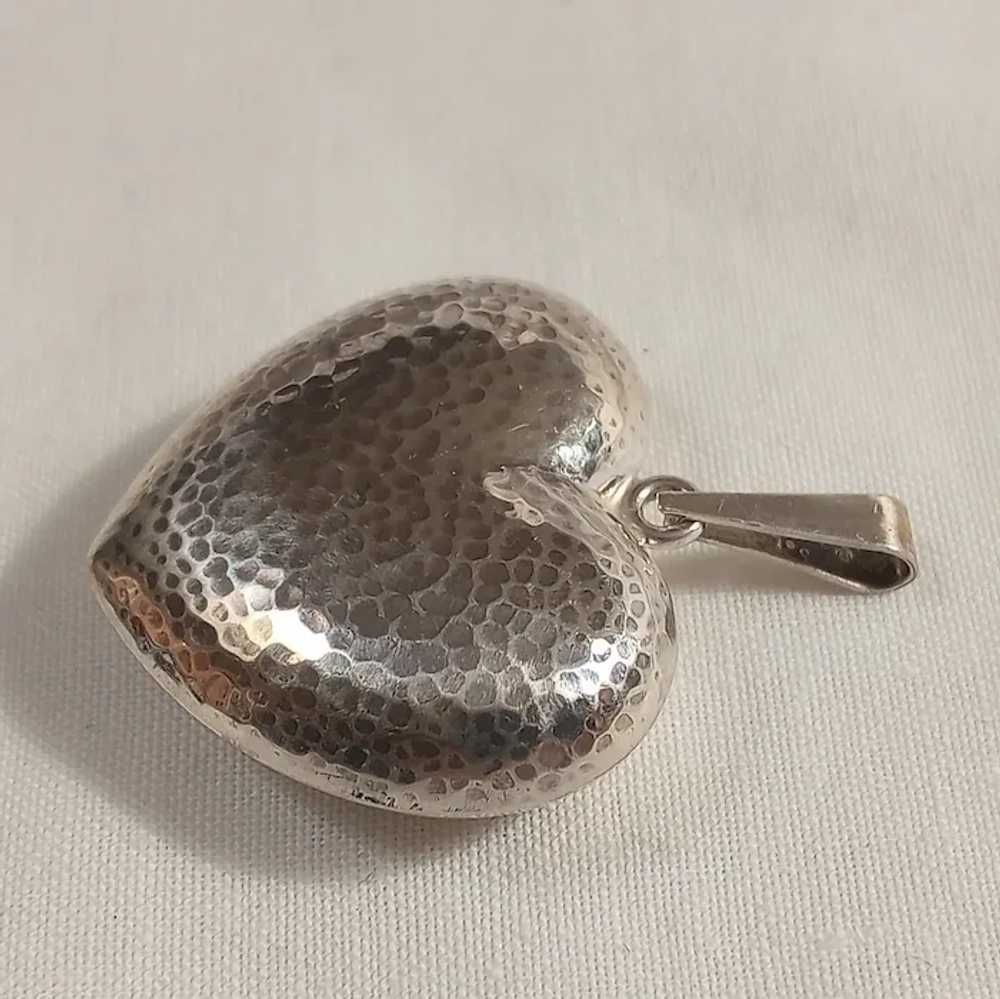 HS Hermann Siersbol sterling silver hammered hear… - image 2