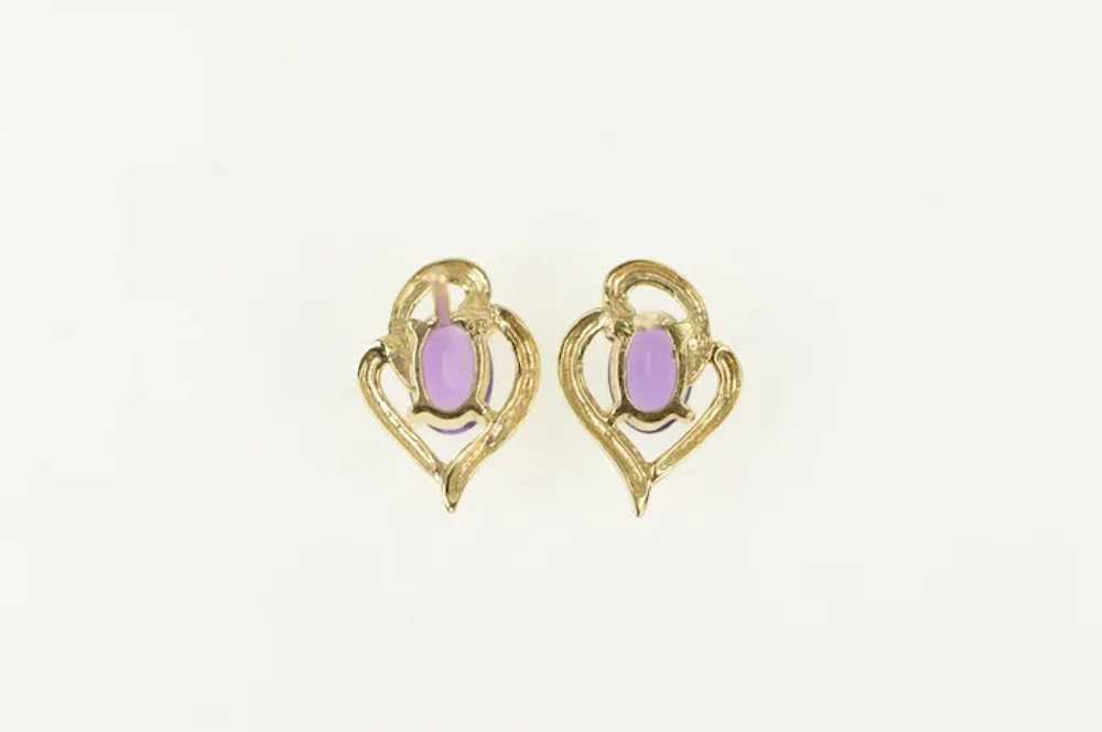 14K Oval Amethyst Vintage Fashion Stud Earrings Y… - image 2
