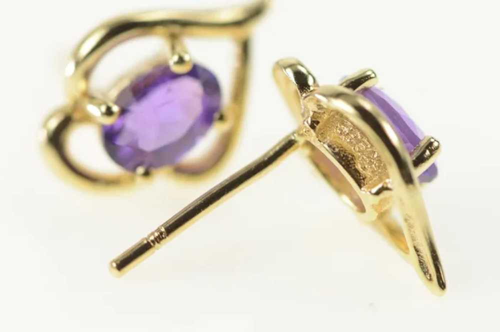 14K Oval Amethyst Vintage Fashion Stud Earrings Y… - image 3