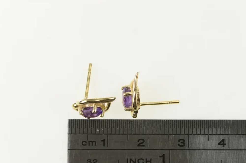 14K Oval Amethyst Vintage Fashion Stud Earrings Y… - image 4
