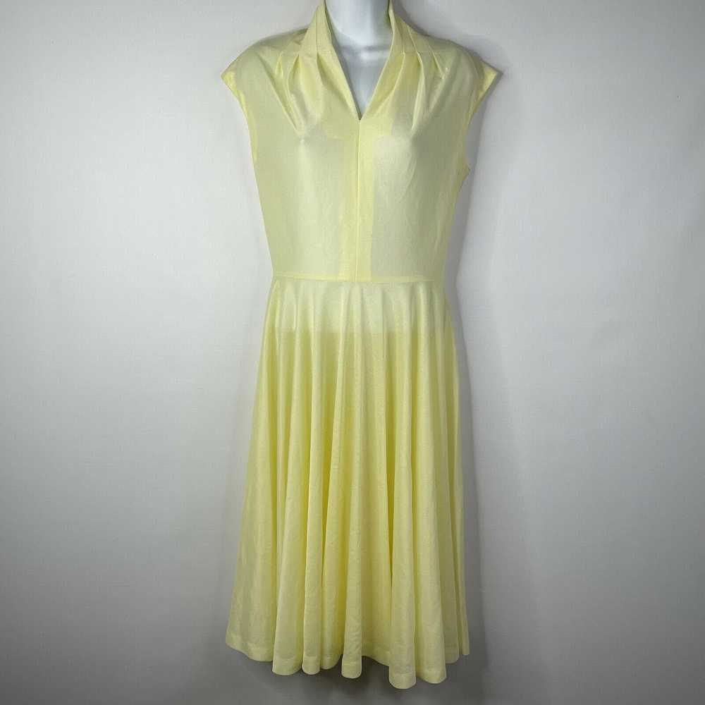 Vintage 70s Sheer Yellow Cap Sleeve Polyester Fit… - image 1