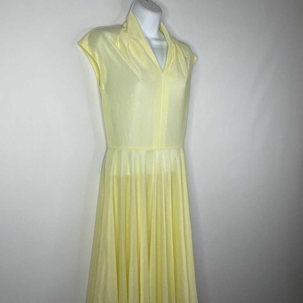 Vintage 70s Sheer Yellow Cap Sleeve Polyester Fit… - image 3