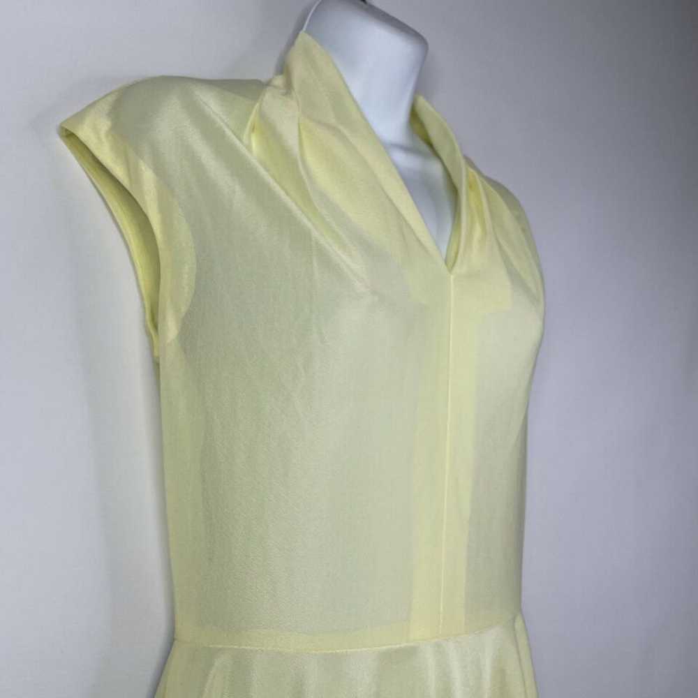 Vintage 70s Sheer Yellow Cap Sleeve Polyester Fit… - image 4