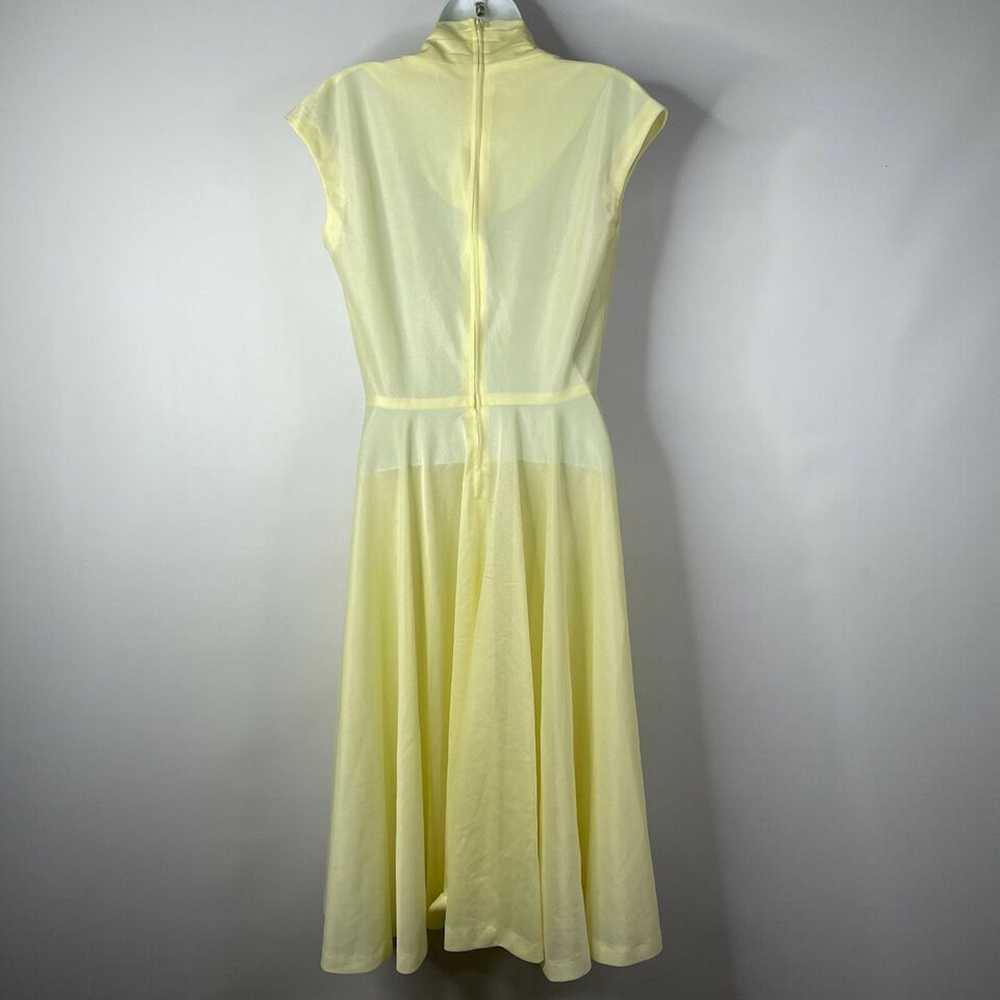 Vintage 70s Sheer Yellow Cap Sleeve Polyester Fit… - image 5
