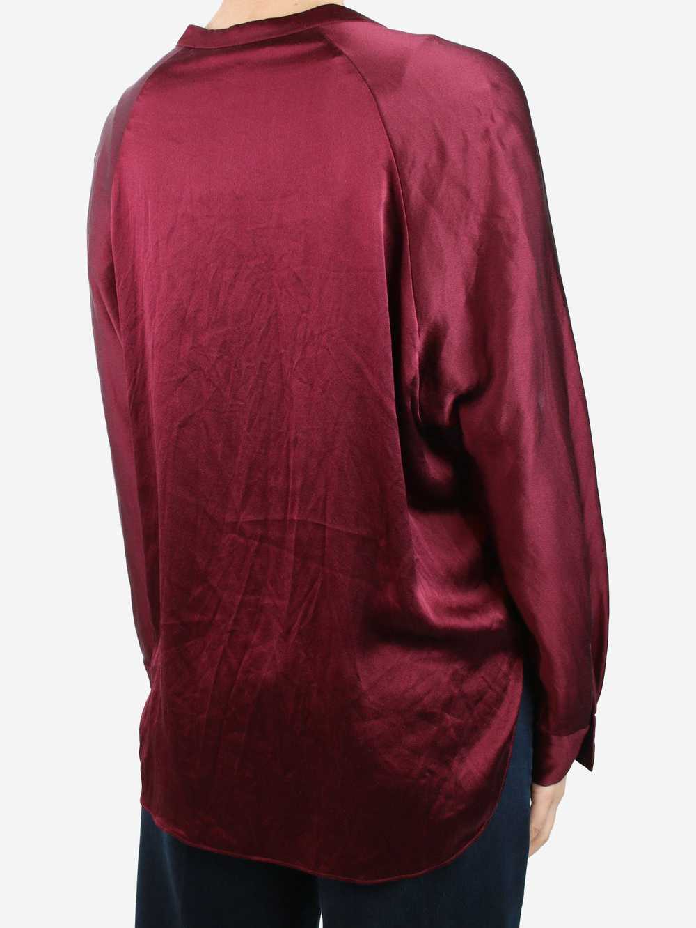 Vince Burgundy v-neck long sleeved shirt - size M - image 2