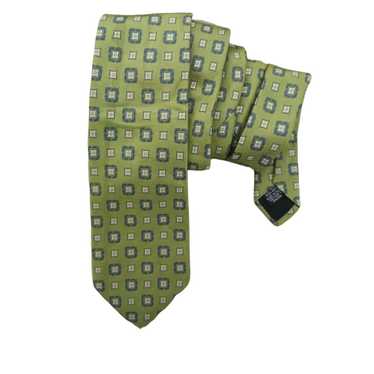 Hugo Boss HUGO BOSS Green Geometric Silk Tie ITAL… - image 1
