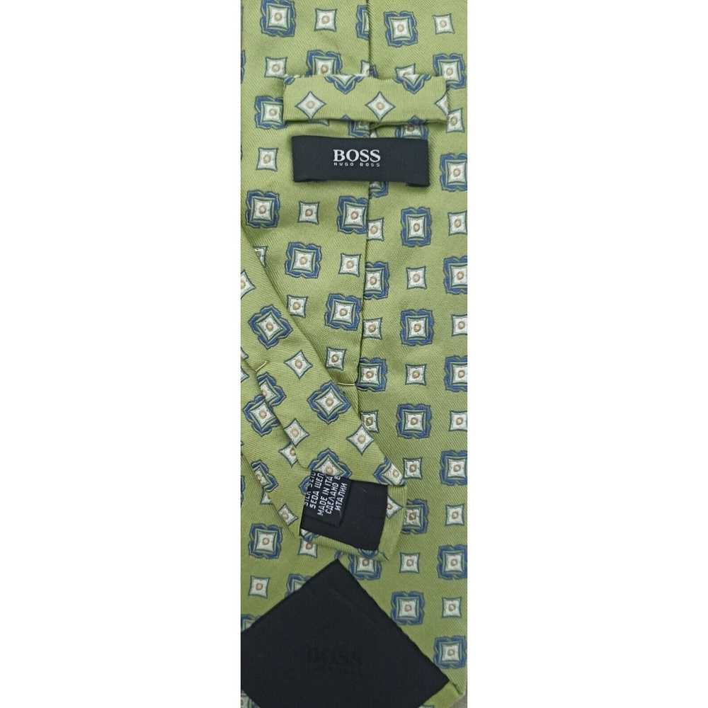 Hugo Boss HUGO BOSS Green Geometric Silk Tie ITAL… - image 2