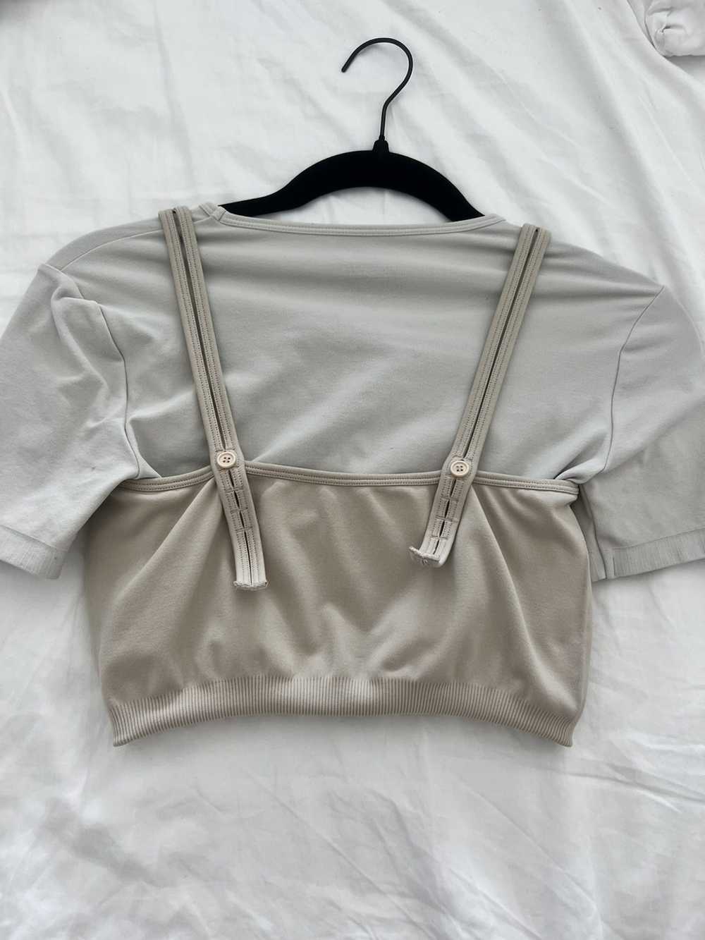 Helmut Lang Helmet Lang beige colorblock t-shirt - image 3