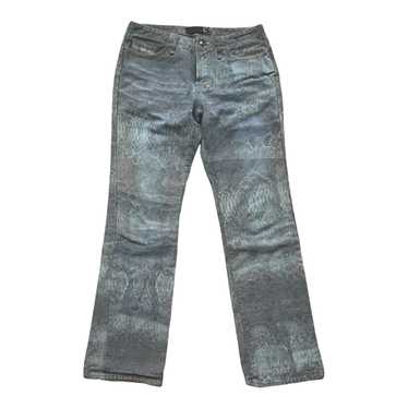 Roberto Just Cavalli Women Snake Skin Print Flared Jeans Pants size 24