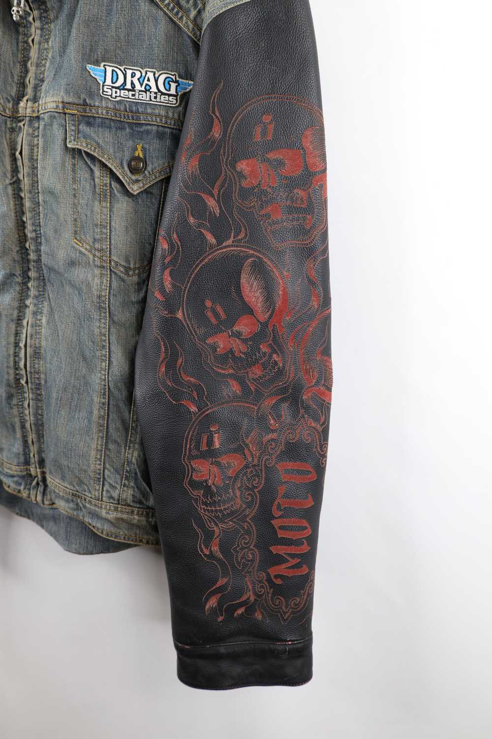 Vintage Icon Strongarm Skull Fire Flames Leather … - image 4