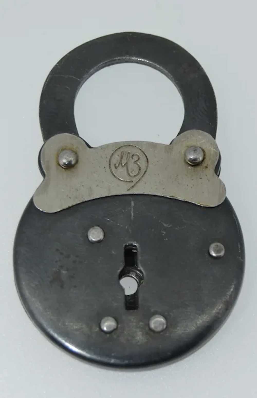 Victorian Oversized Padlock Pendant with Key - image 6