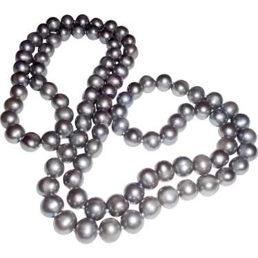 Gray Pearl Necklace 8mm Hand Knotted Freshwater Cu