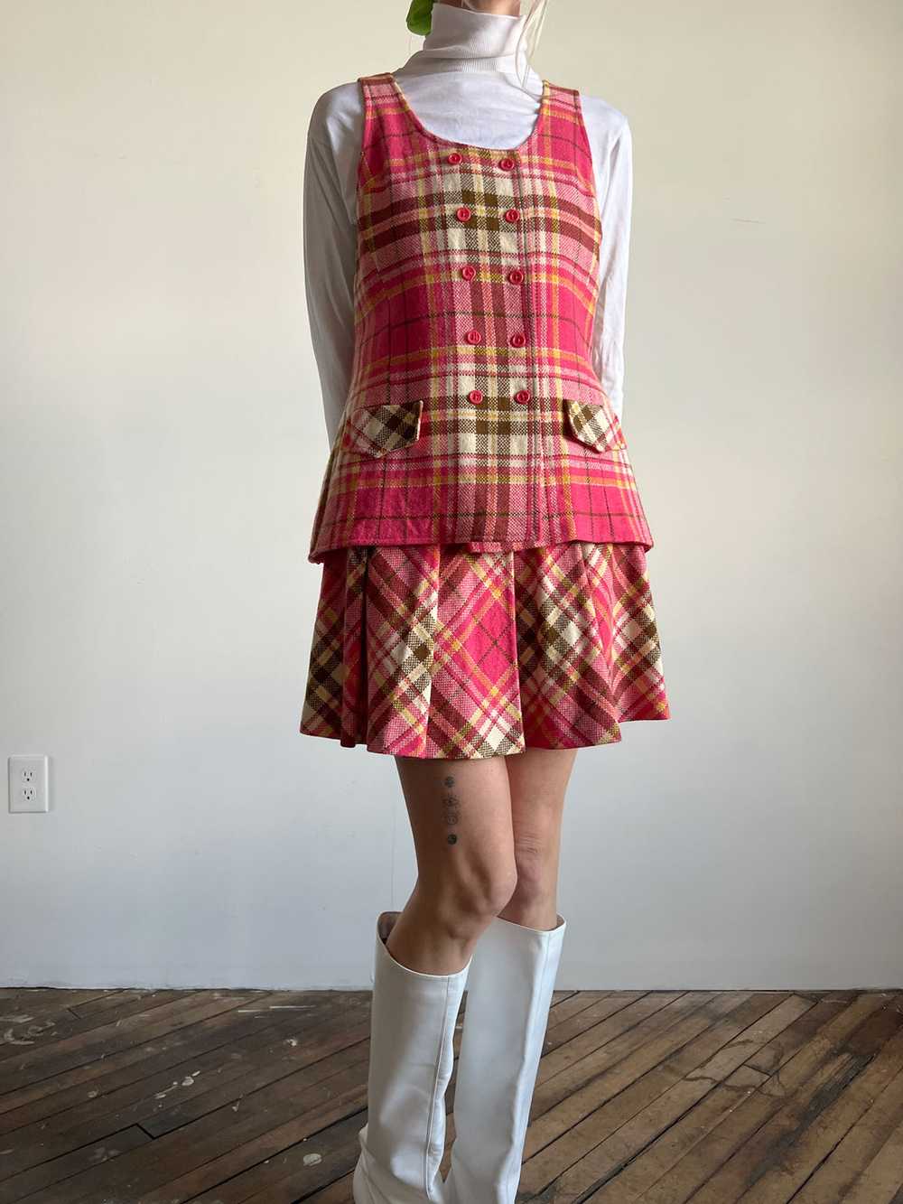 Vintage 1960's Bobbie Brooke's Wool Plaid Vest an… - image 2
