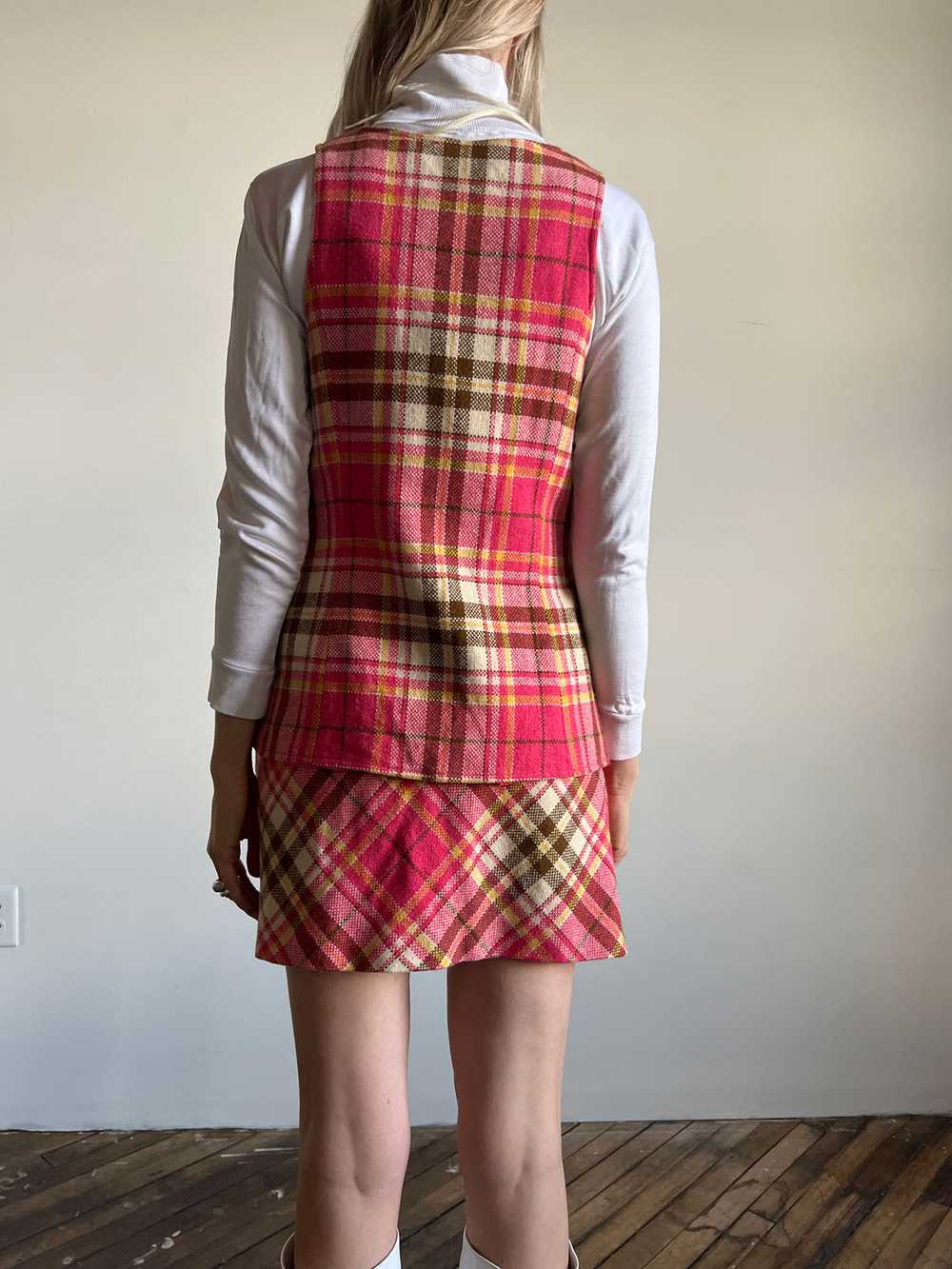 Vintage 1960's Bobbie Brooke's Wool Plaid Vest an… - image 4