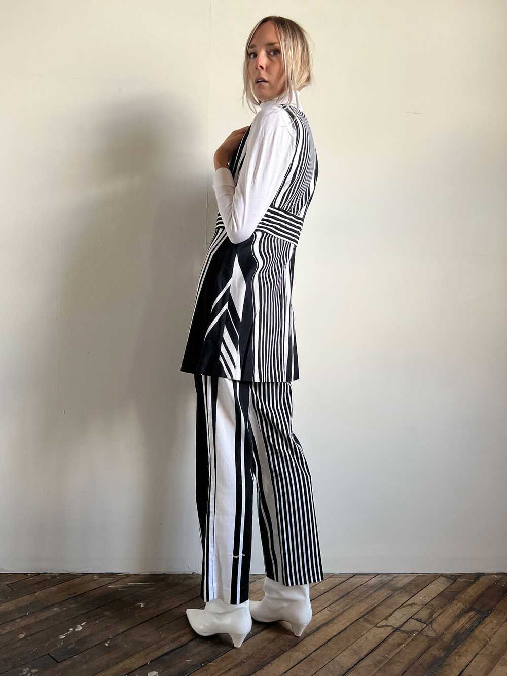 Vintage 1960's Black and White Striped Pant Set, … - image 3