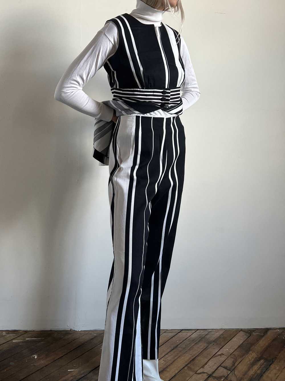 Vintage 1960's Black and White Striped Pant Set, … - image 5
