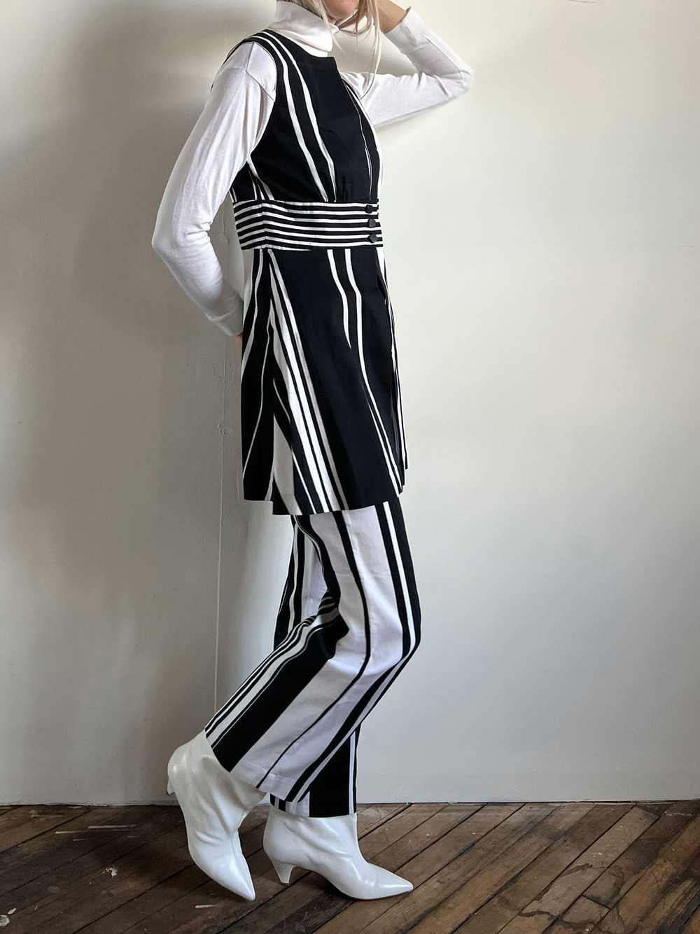 Vintage 1960's Black and White Striped Pant Set, … - image 6