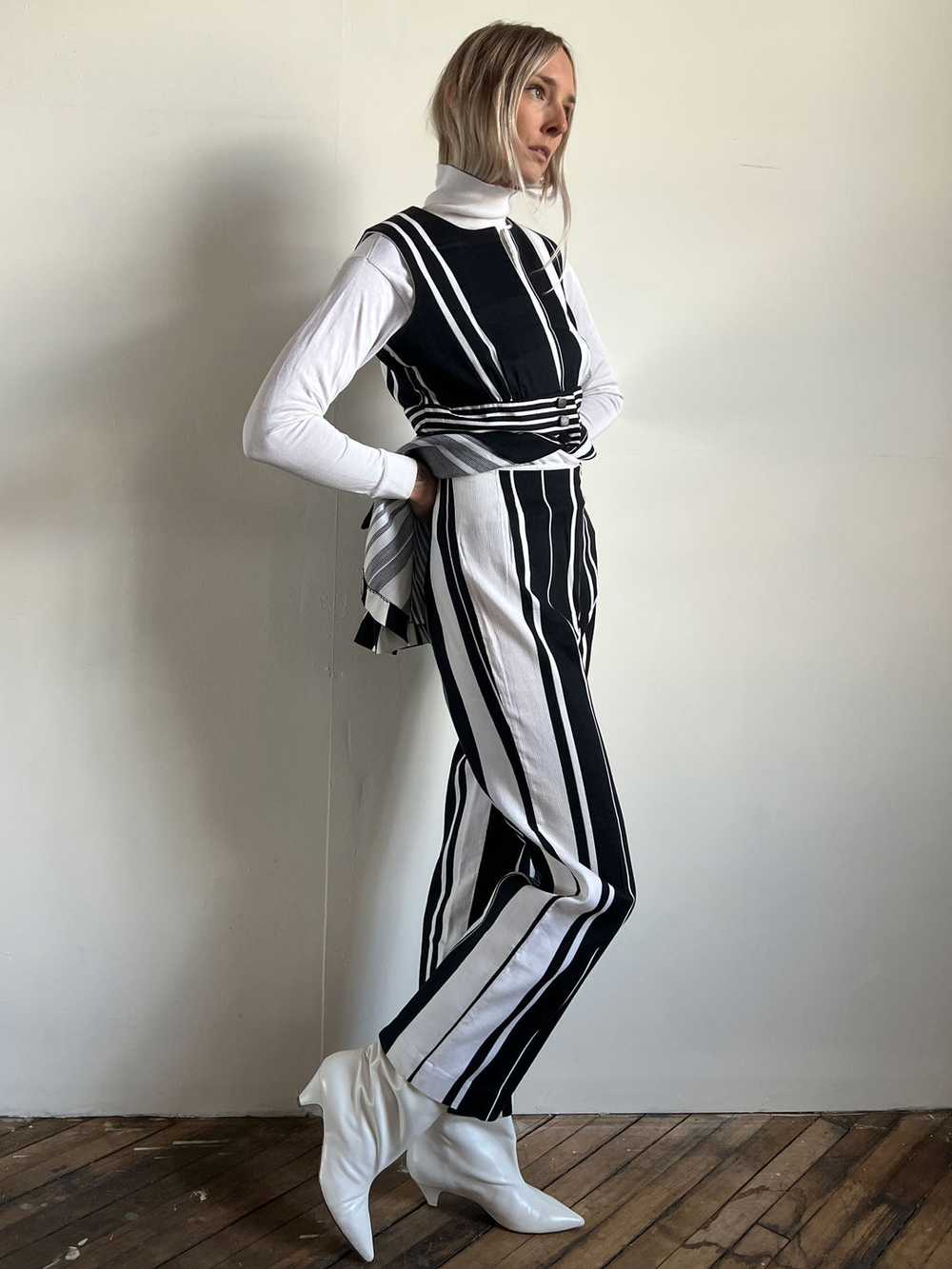 Vintage 1960's Black and White Striped Pant Set, … - image 7
