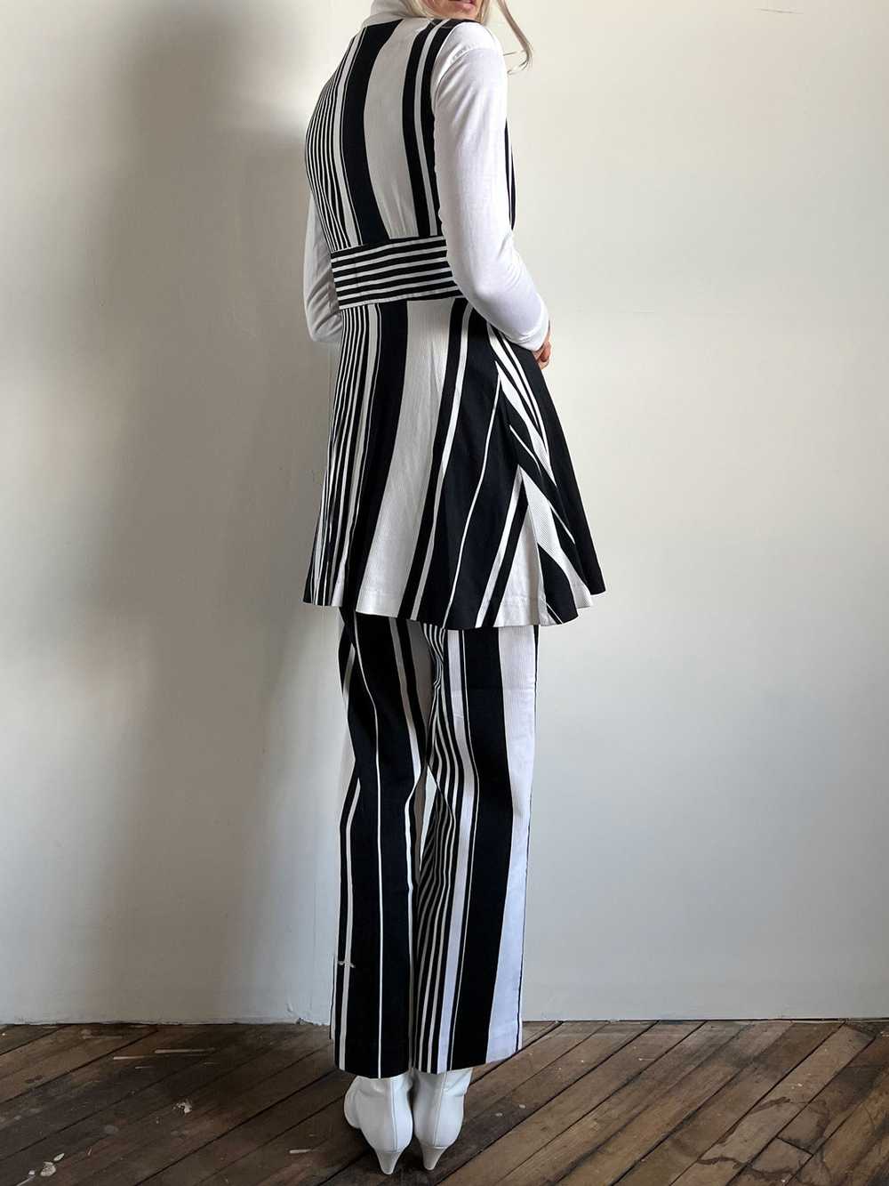 Vintage 1960's Black and White Striped Pant Set, … - image 8