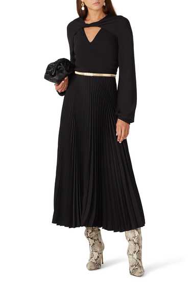 Patou Black Long Sleeves Pleated Dress