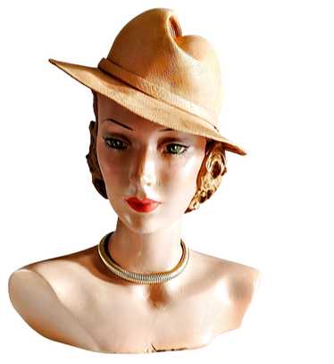 True Vintage 1970s Golden Soft Straw Fedora Hat Wi