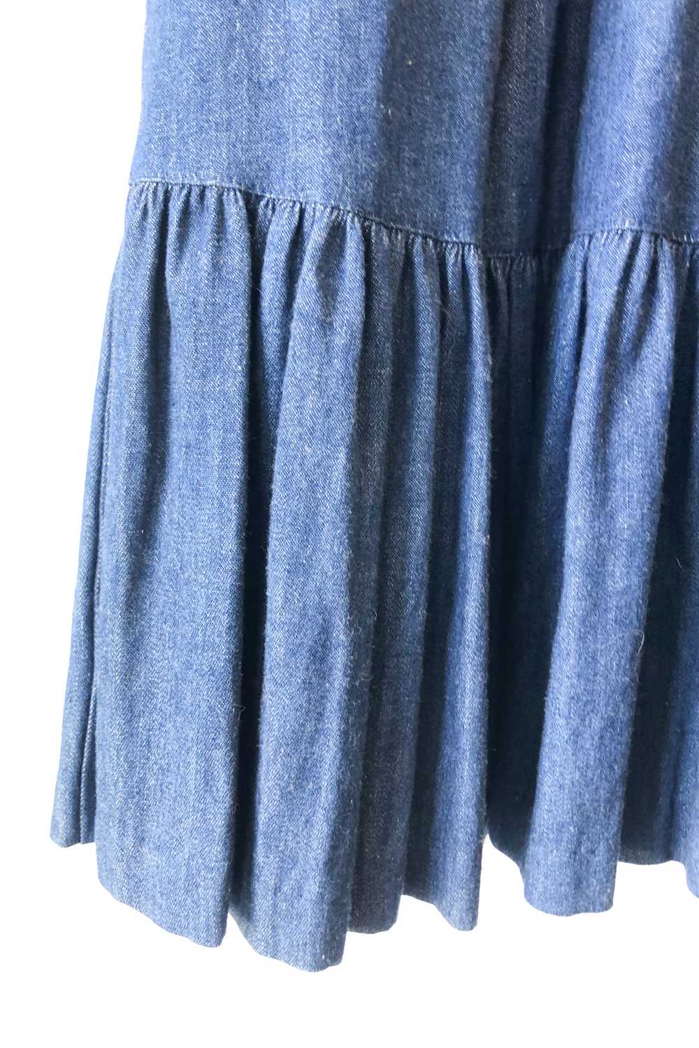 Vintage Bis Bis Saks Eel Panel Denim Prairie Skirt - image 4