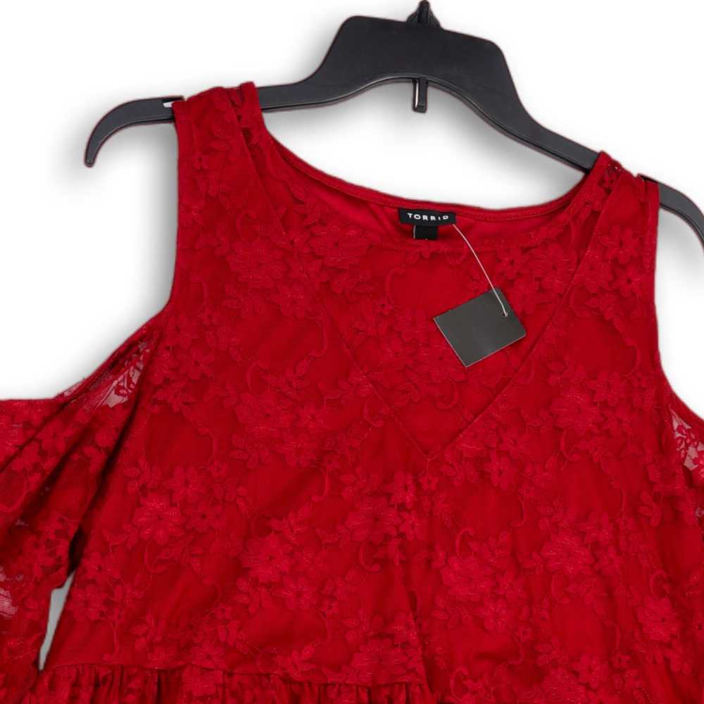 Torrid NWT Womens Red Floral Lace Babydoll Stretc… - image 3