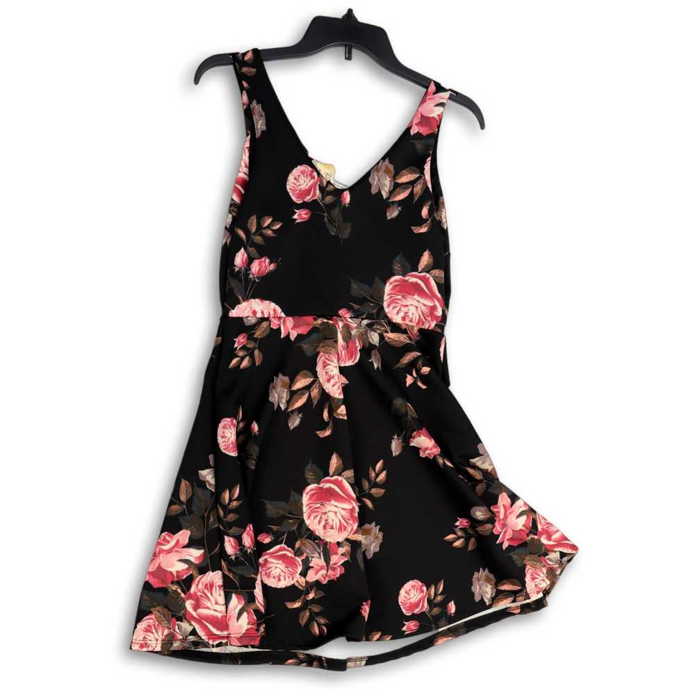 NWT Womens Black Pink Floral Sleeveless V-Neck Sh… - image 2