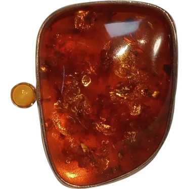 Sterling silver Baltic amber Modernist ring ATI P… - image 1