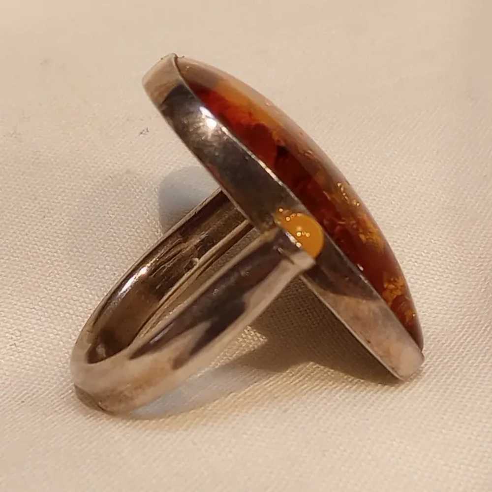 Sterling silver Baltic amber Modernist ring ATI P… - image 2