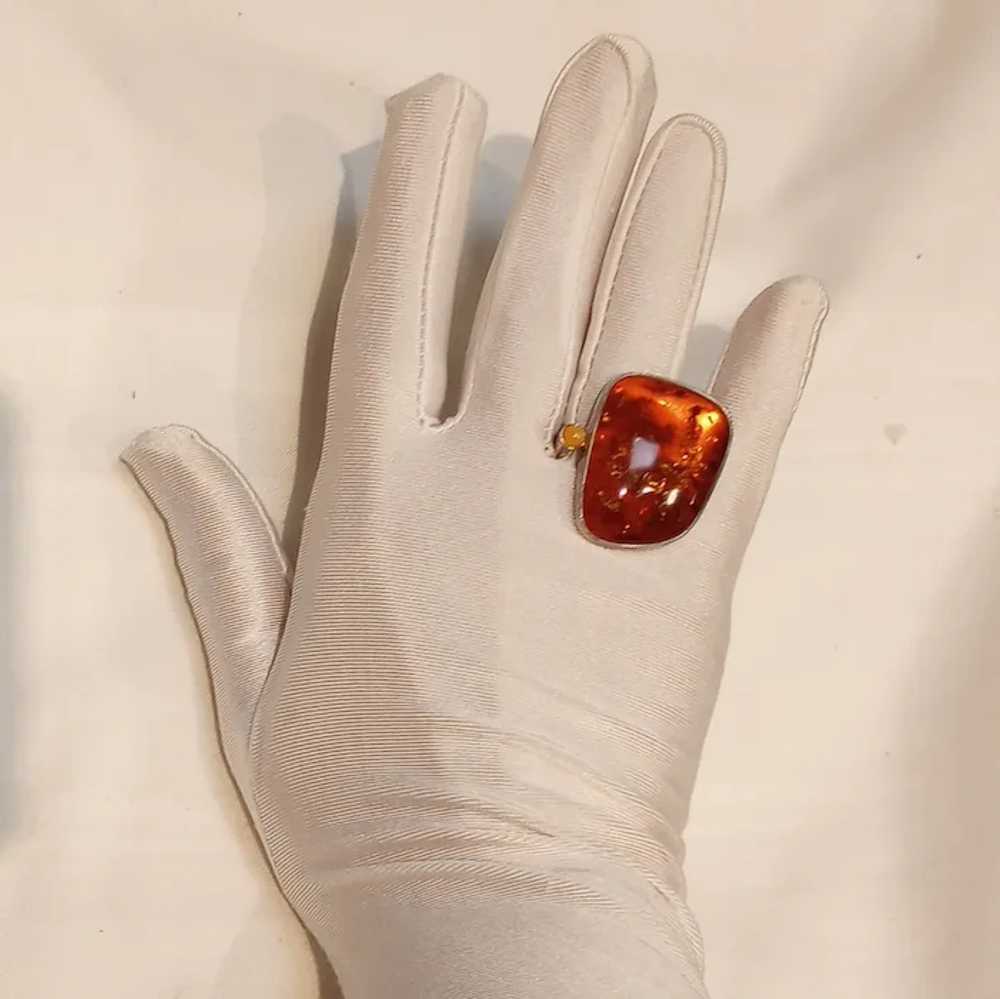 Sterling silver Baltic amber Modernist ring ATI P… - image 8