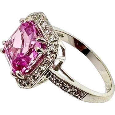 Pink Lab Grown Sapphire and Diamond Ring
