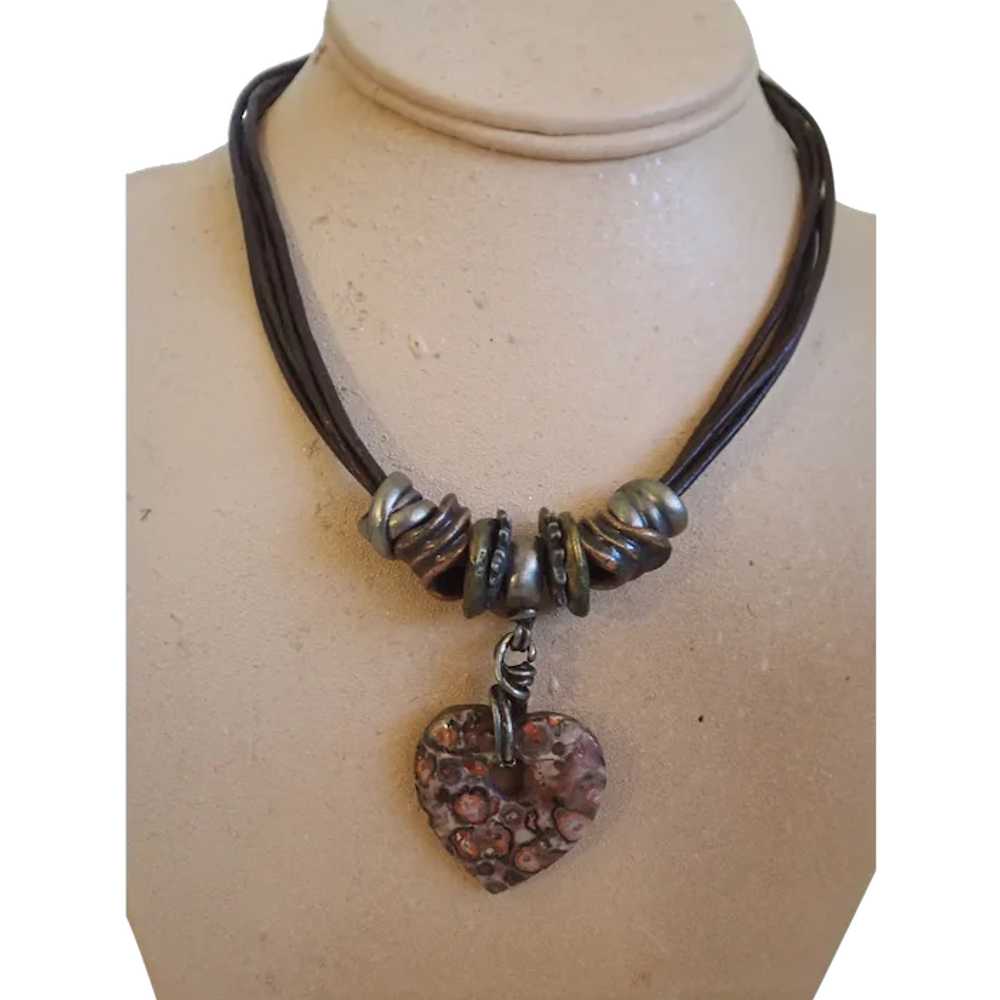 *Vintage ROBERT ROSE Stone Heart Necklace - image 1