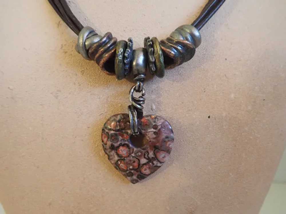*Vintage ROBERT ROSE Stone Heart Necklace - image 2