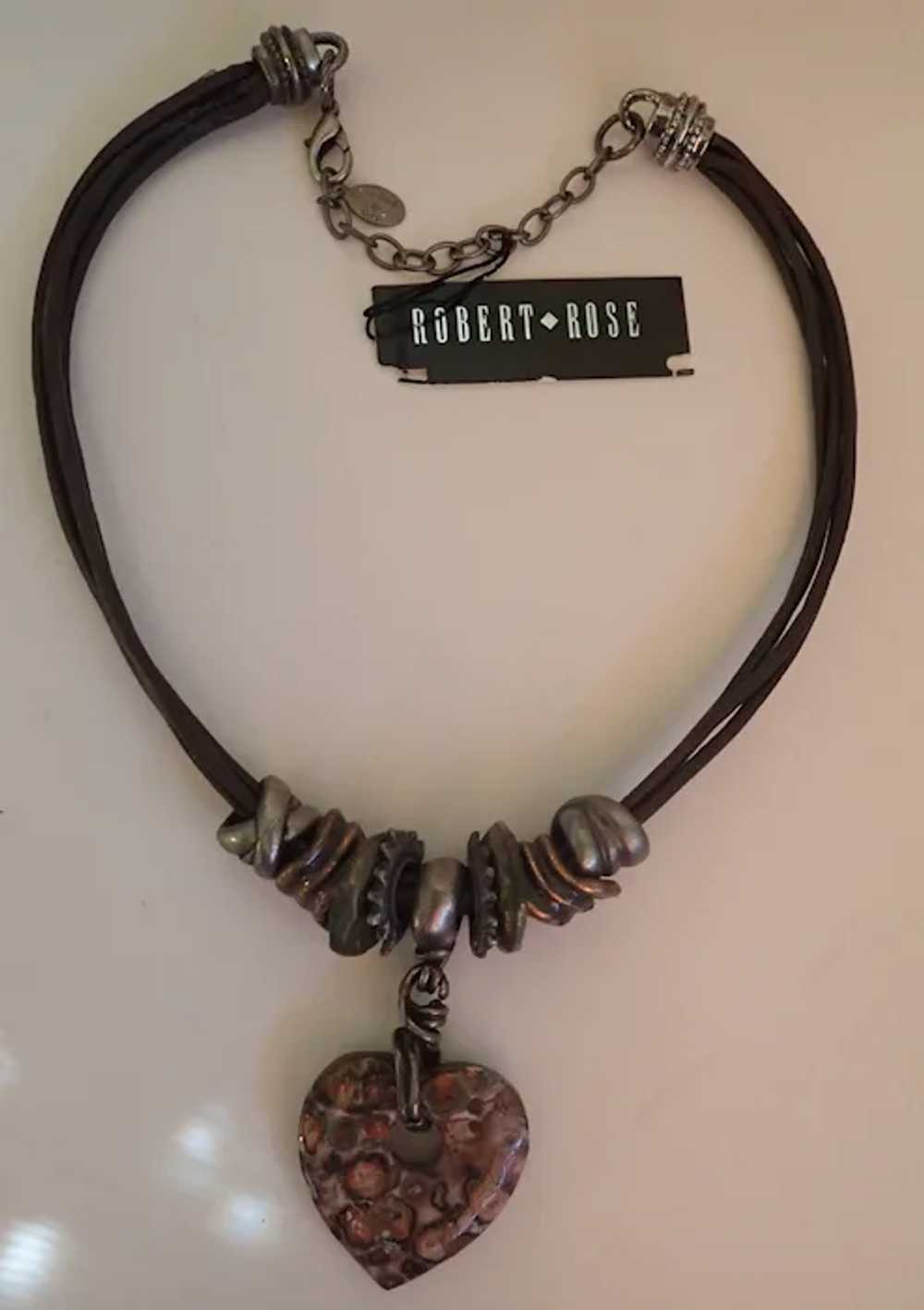 *Vintage ROBERT ROSE Stone Heart Necklace - image 3