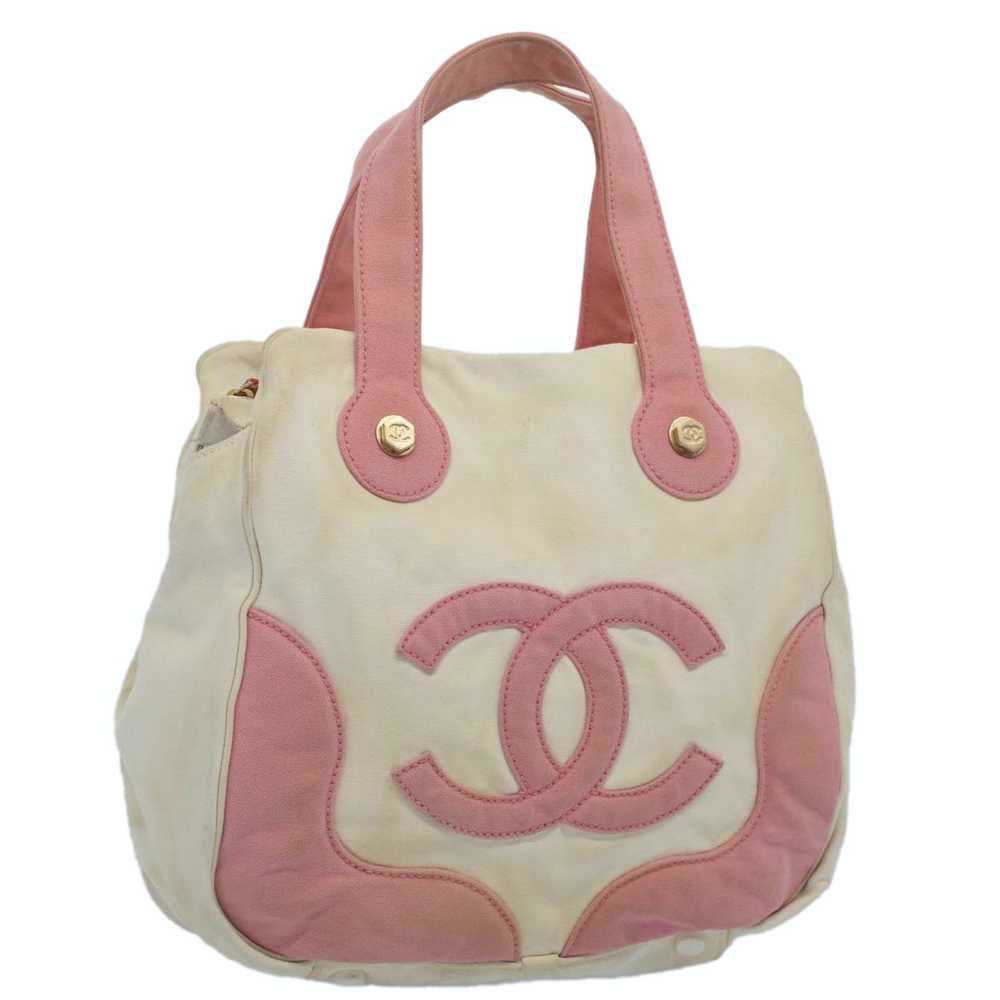Chanel CHANEL Hand Bag Canvas Pink White CC Auth … - image 1