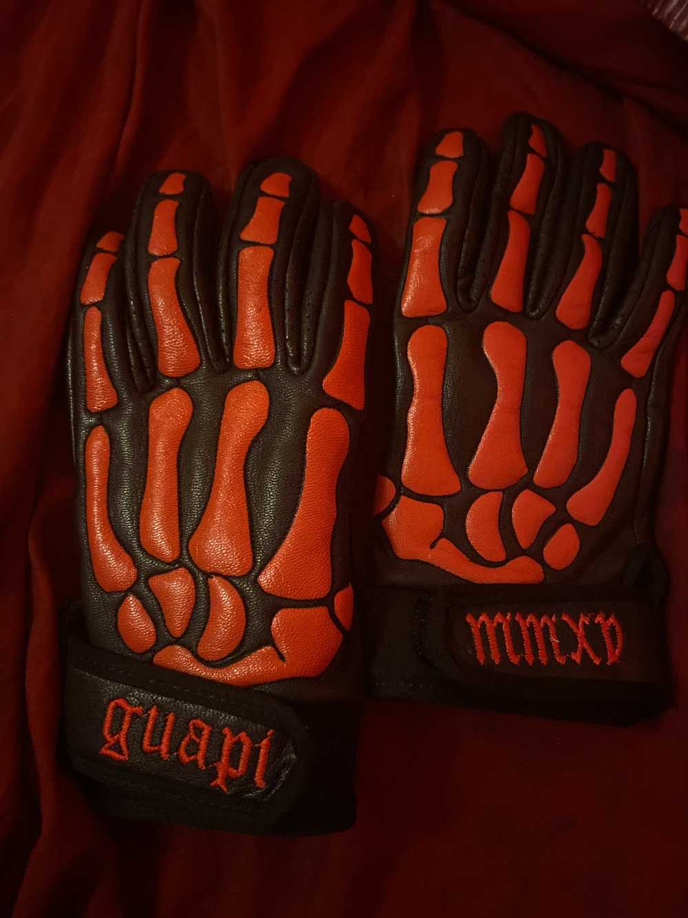 Custom Red and black skeleton guapi gloves - image 3