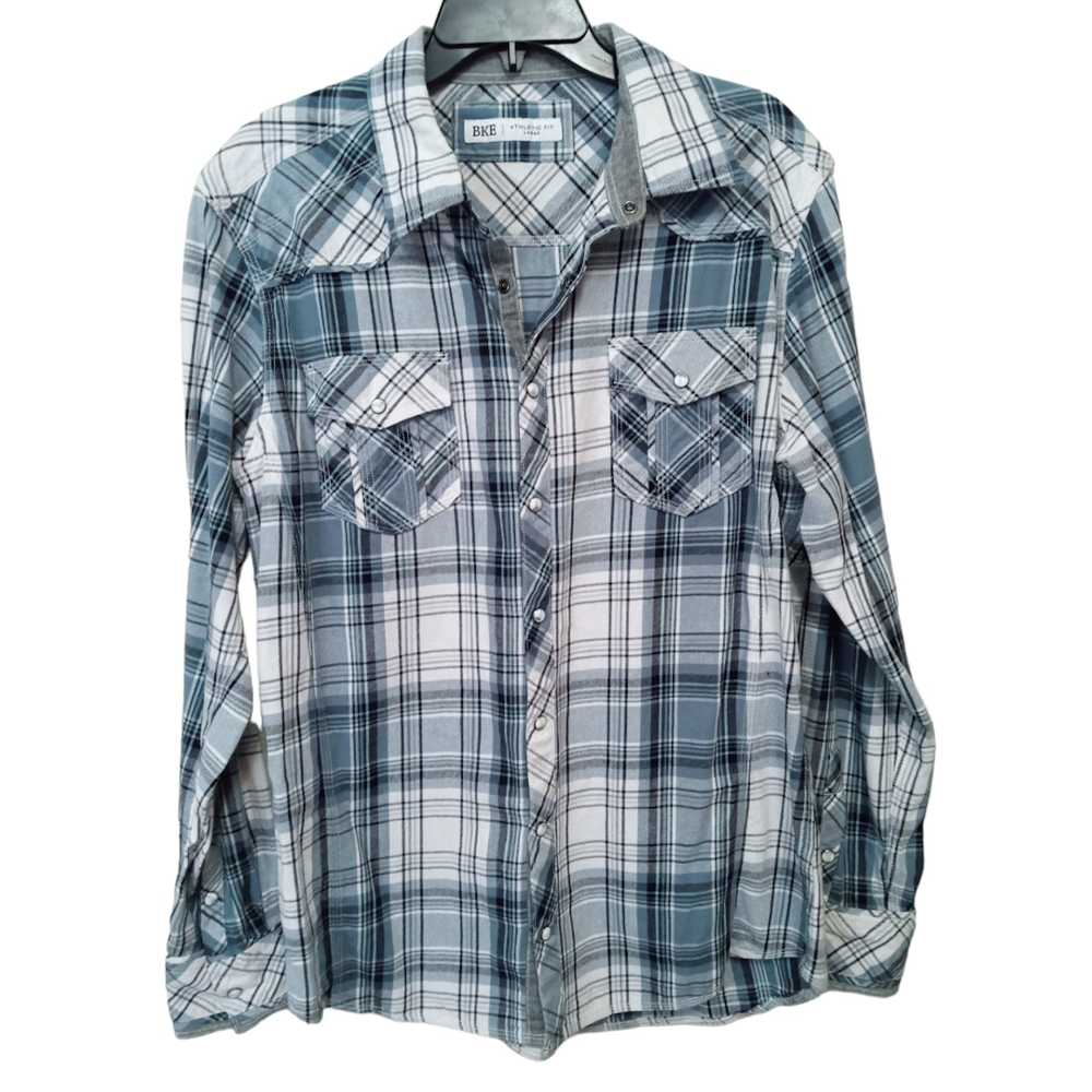 Bke BKE Snap Front Plaid Shirt Long Sleeve. Large - image 3