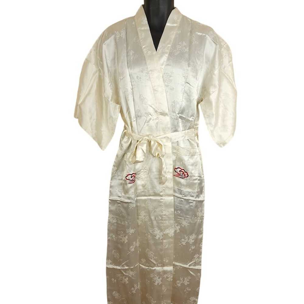 Vintage Asian Silk Kimono Robe Vintage Embroidere… - image 2