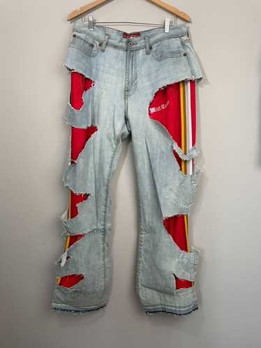 パンツ BALENCIAGA DENIM TRACK PANTS 2021 Balenciaga Unisex Distressed Track Denim