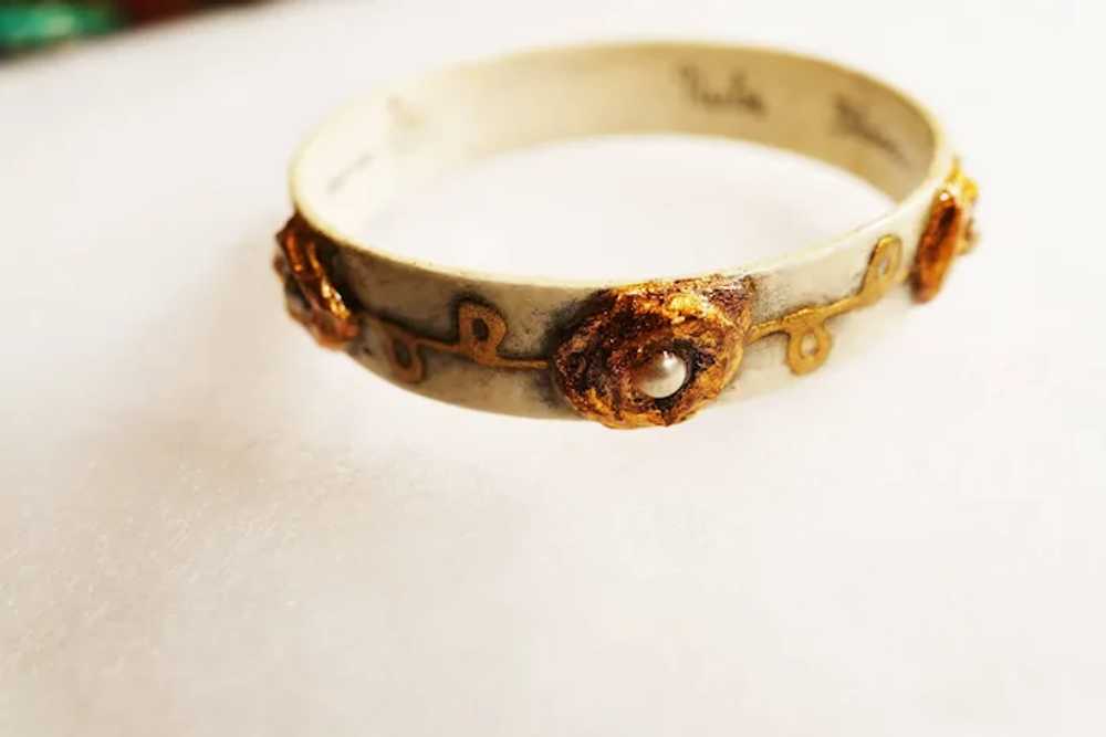 Signed "FRED SEXTON" Papier Mache Bracelet Bangle… - image 2