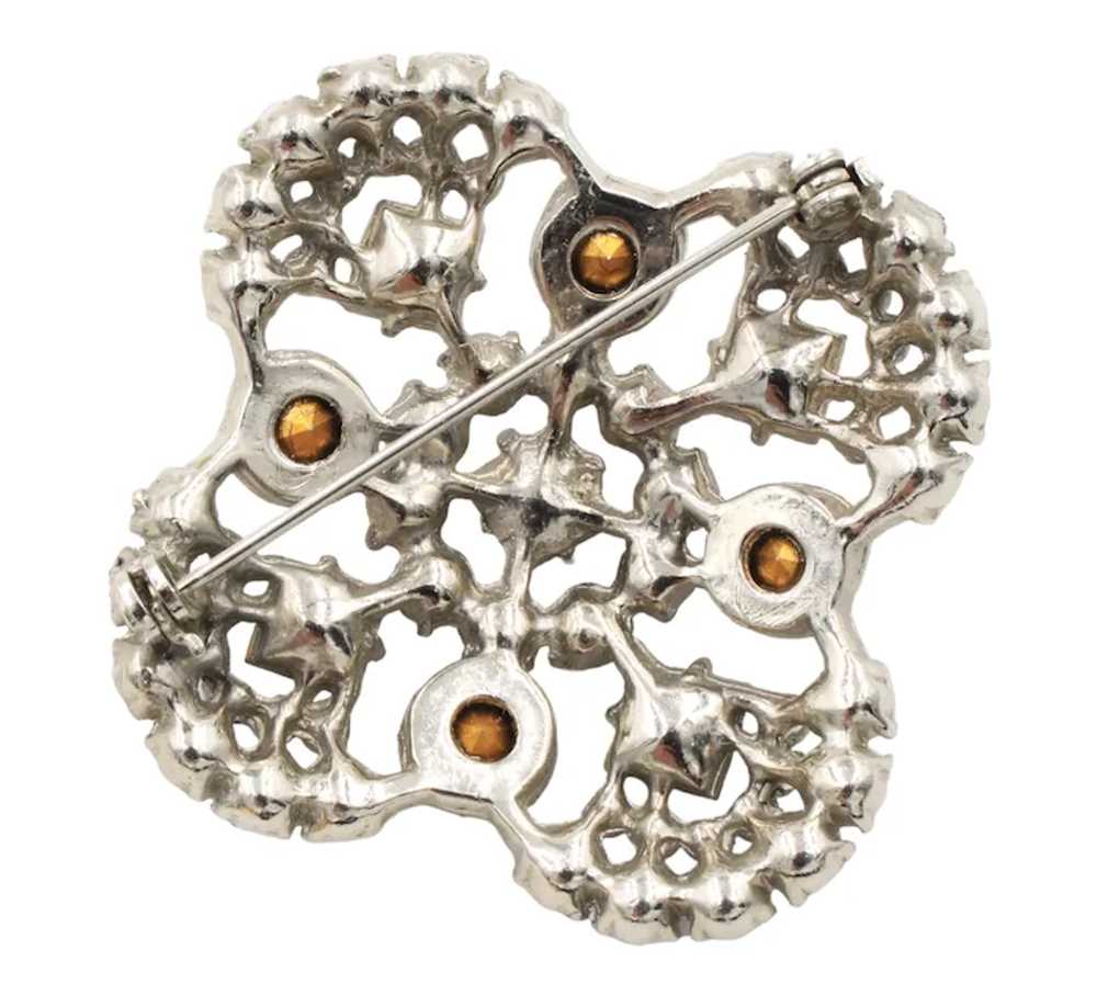 Brooch Pin Rhinestone Maltese Style Rhodium Plated - image 4