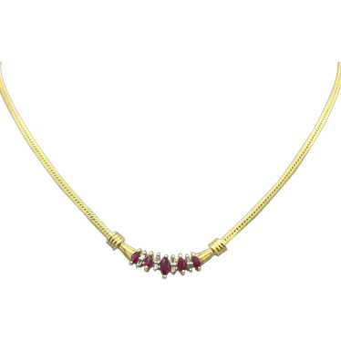 10KY .04ctw Ruby & Diamond Necklace