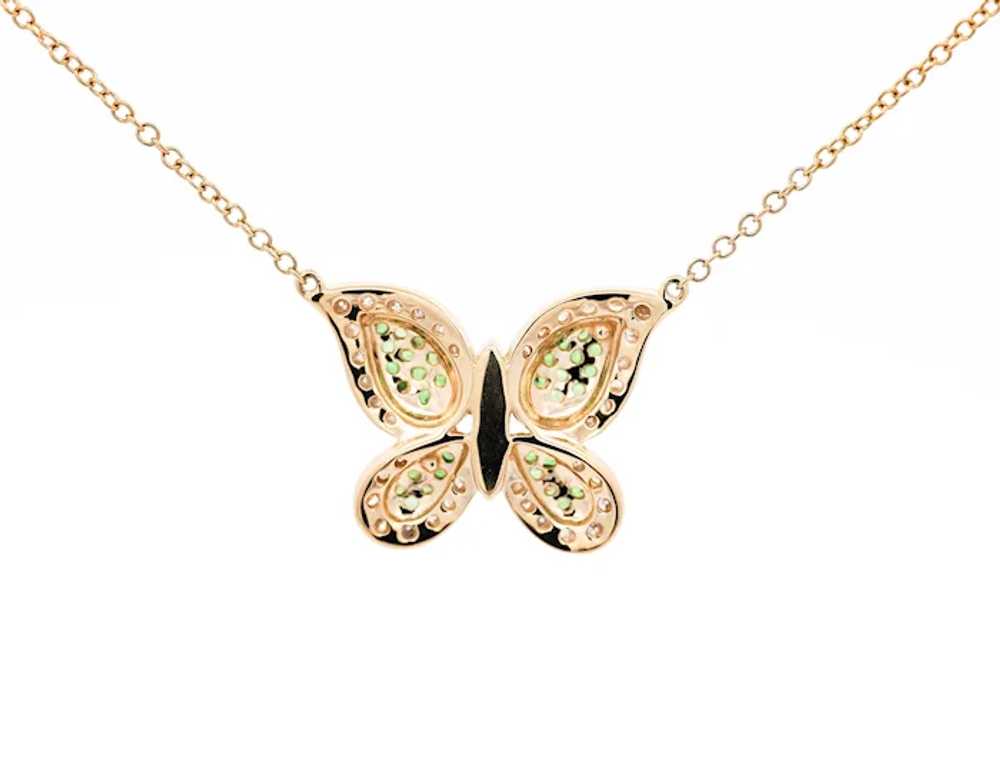 Natural Diamond and Green Tsavorite Butterfly 14K… - image 3