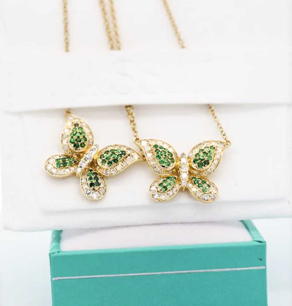 Natural Diamond and Green Tsavorite Butterfly 14K… - image 6