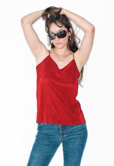Vintage 90s stretchy cute sleeve-less top in red - image 1