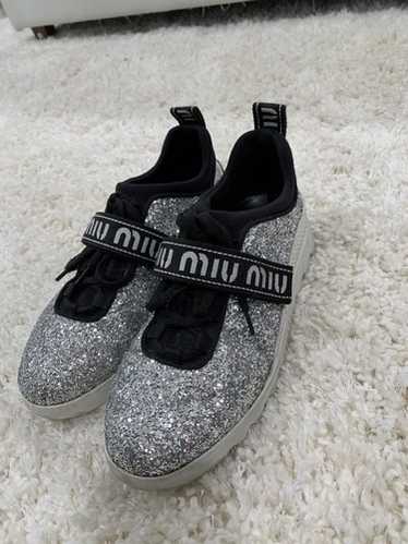 Miu Miu Silver Glitter Sneakers - Gem