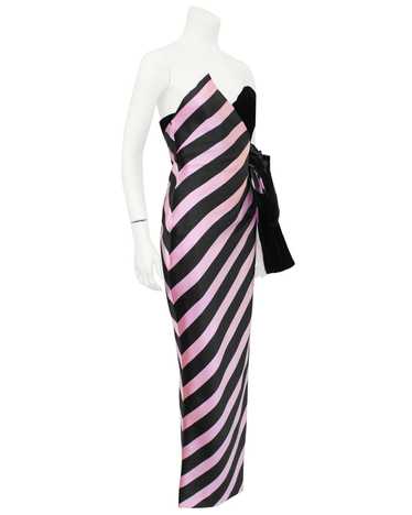Belleville Sasoon Black and Pink Strapless Gown