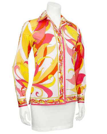 Emilio Pucci Orange Printed Cotton Shirt