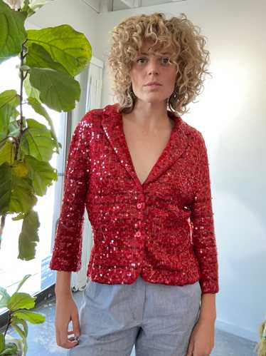 Iisli Red Sequin Knit Blazer